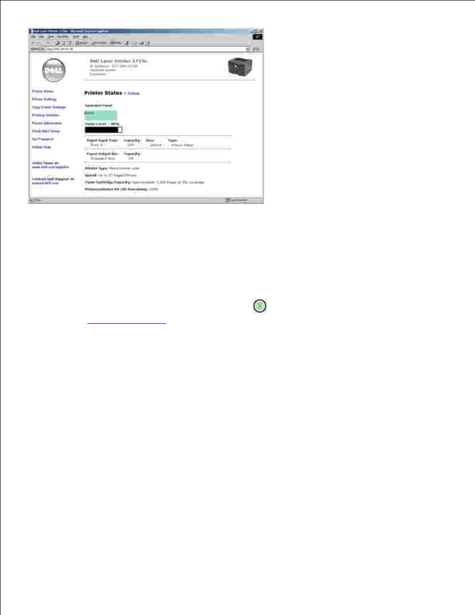 Printer status, Printer settings, Copy printer settings | Dell 1710/n Mono Laser Printer User Manual | Page 44 / 116