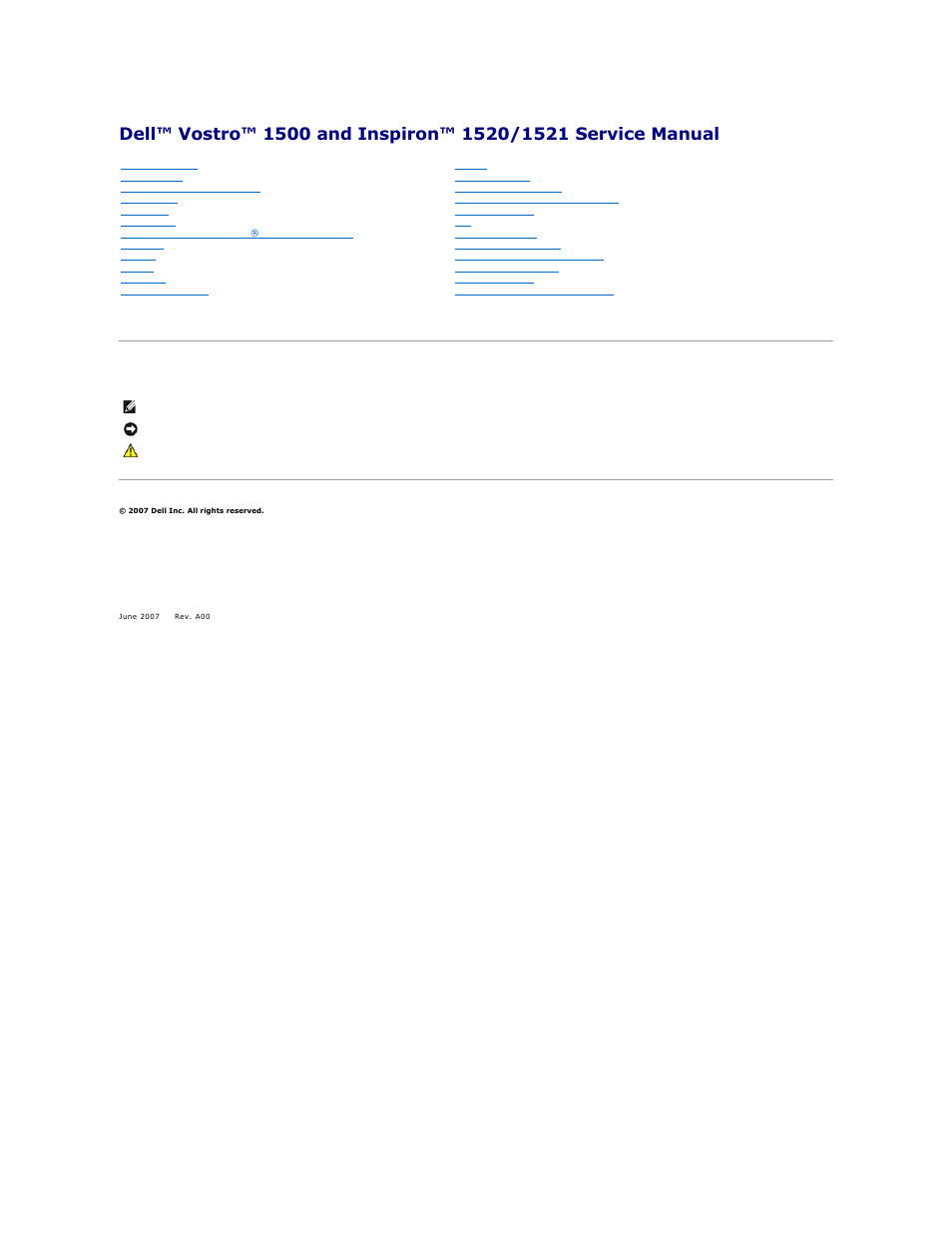 Dell Inspiron 1521 (Mid 2007) User Manual | 66 pages