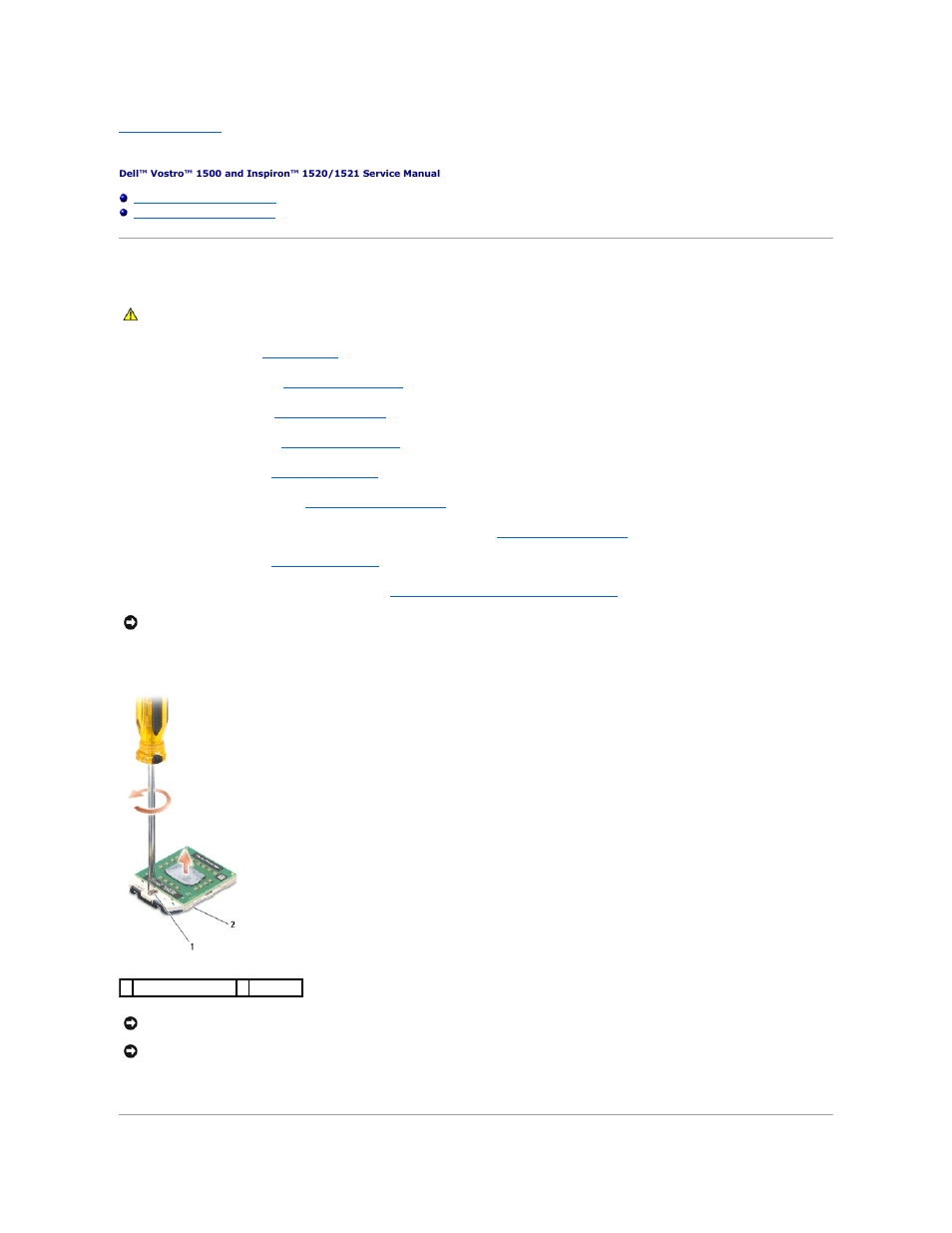 Processor module, Removing the processor module | Dell Inspiron 1521 (Mid 2007) User Manual | Page 19 / 66