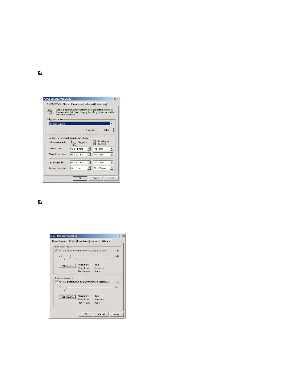 Alarms tab, Power meter tab | Dell Inspiron 2500 User Manual | Page 10 / 62