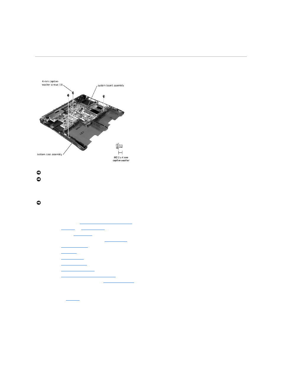 System board assembly, Replacing the led board, Removing the system board | Dell Inspiron 2500 User Manual | Page 35 / 62