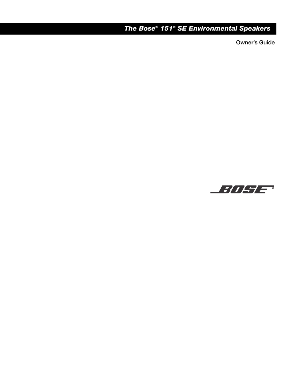 Bose 151 SE User Manual | 8 pages