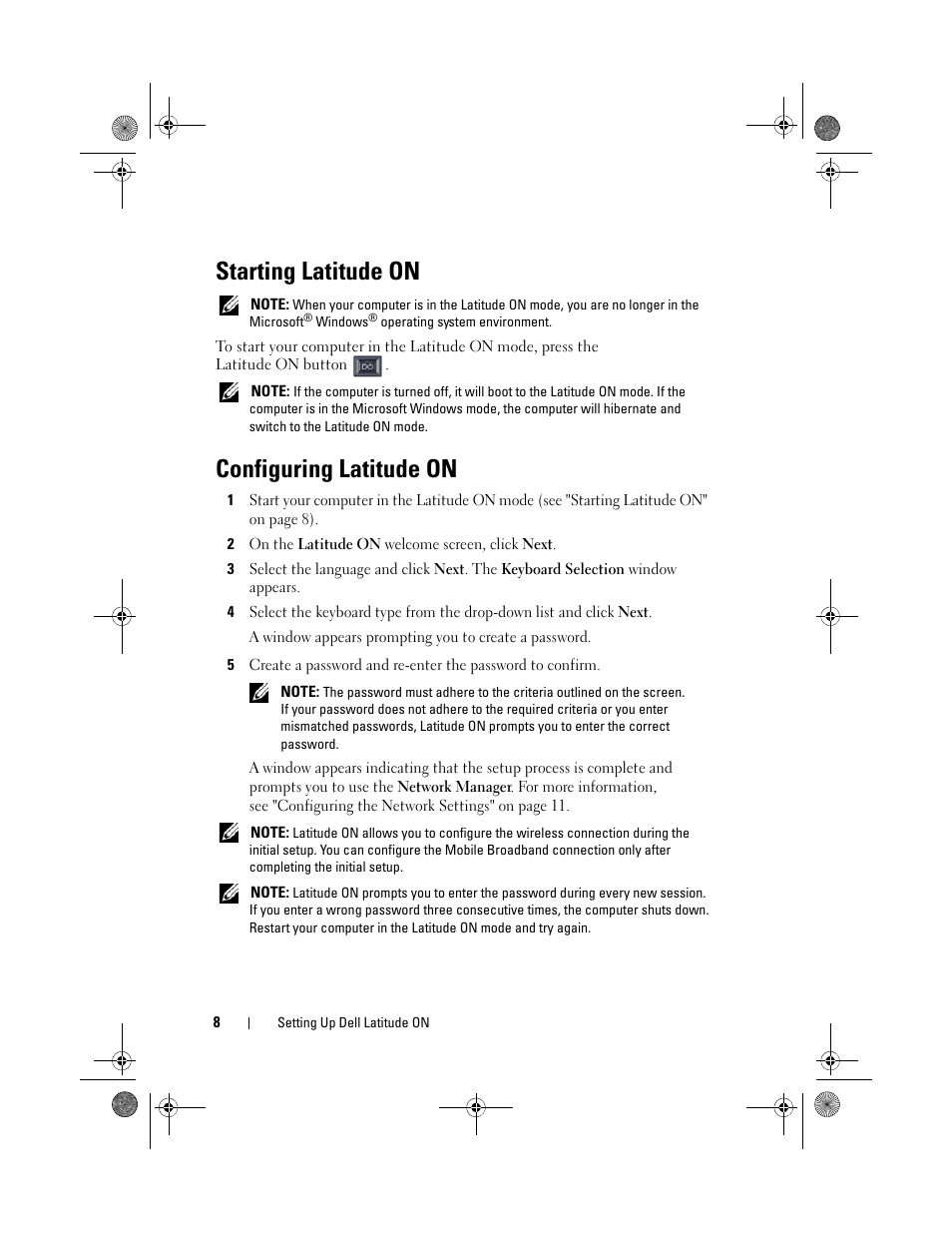 Starting latitude on, Configuring latitude on | Dell Latitude E4310 (Mid 2010) User Manual | Page 8 / 24