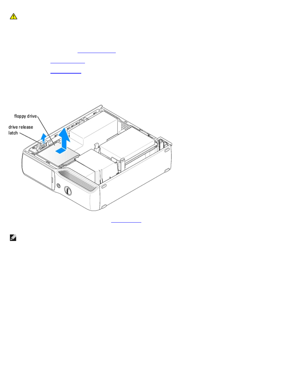 Removing a floppy drive | Dell Dimension 5150C User Manual | Page 21 / 65