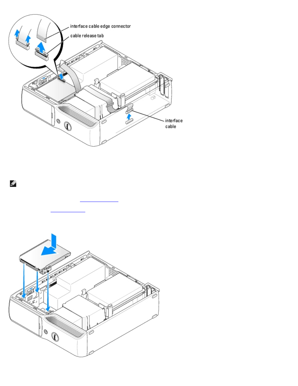 Installing a floppy drive | Dell Dimension 5150C User Manual | Page 22 / 65