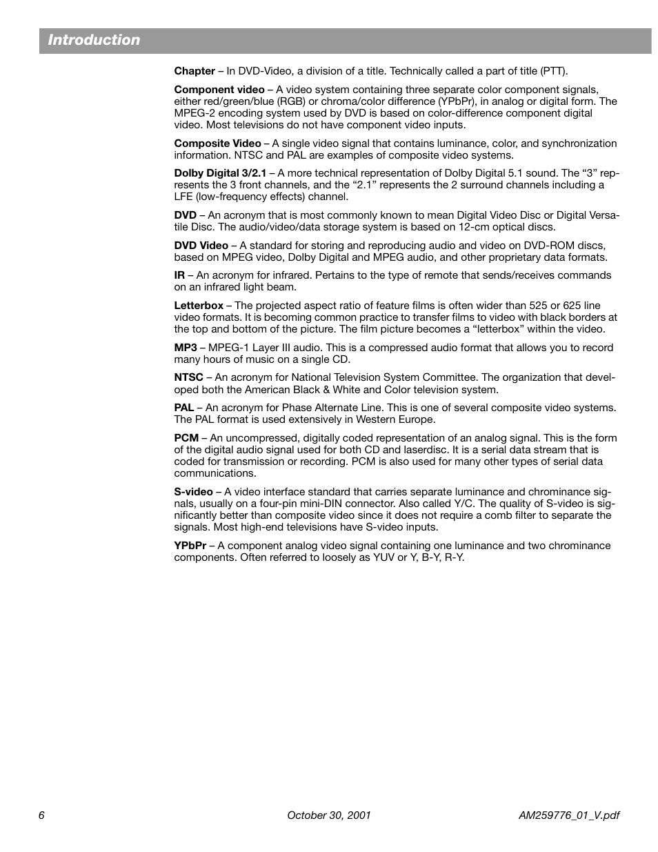 Introduction | Bose Lifestyle DVD Home Entertainment Systems User Manual | Page 8 / 46