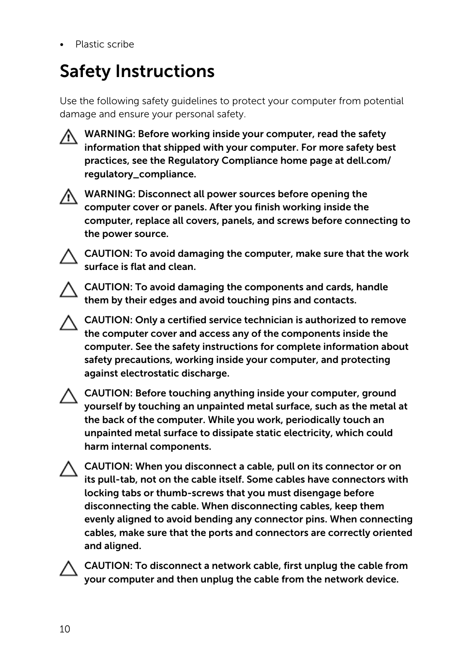 Safety instructions | Dell Inspiron 14 (5445, Mid 2014) User Manual | Page 10 / 100