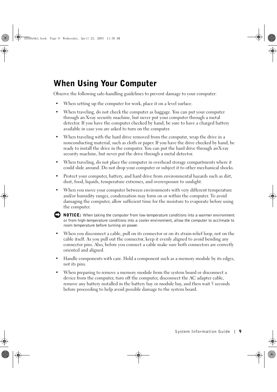When using your computer | Dell Latitude C840 User Manual | Page 11 / 122