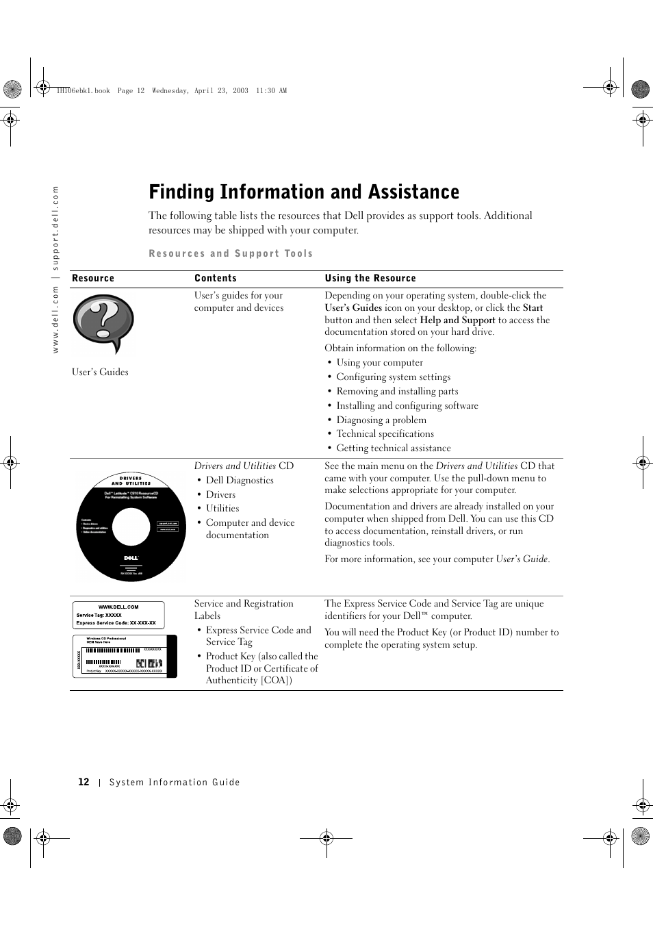 Finding information and assistance | Dell Latitude C840 User Manual | Page 14 / 122