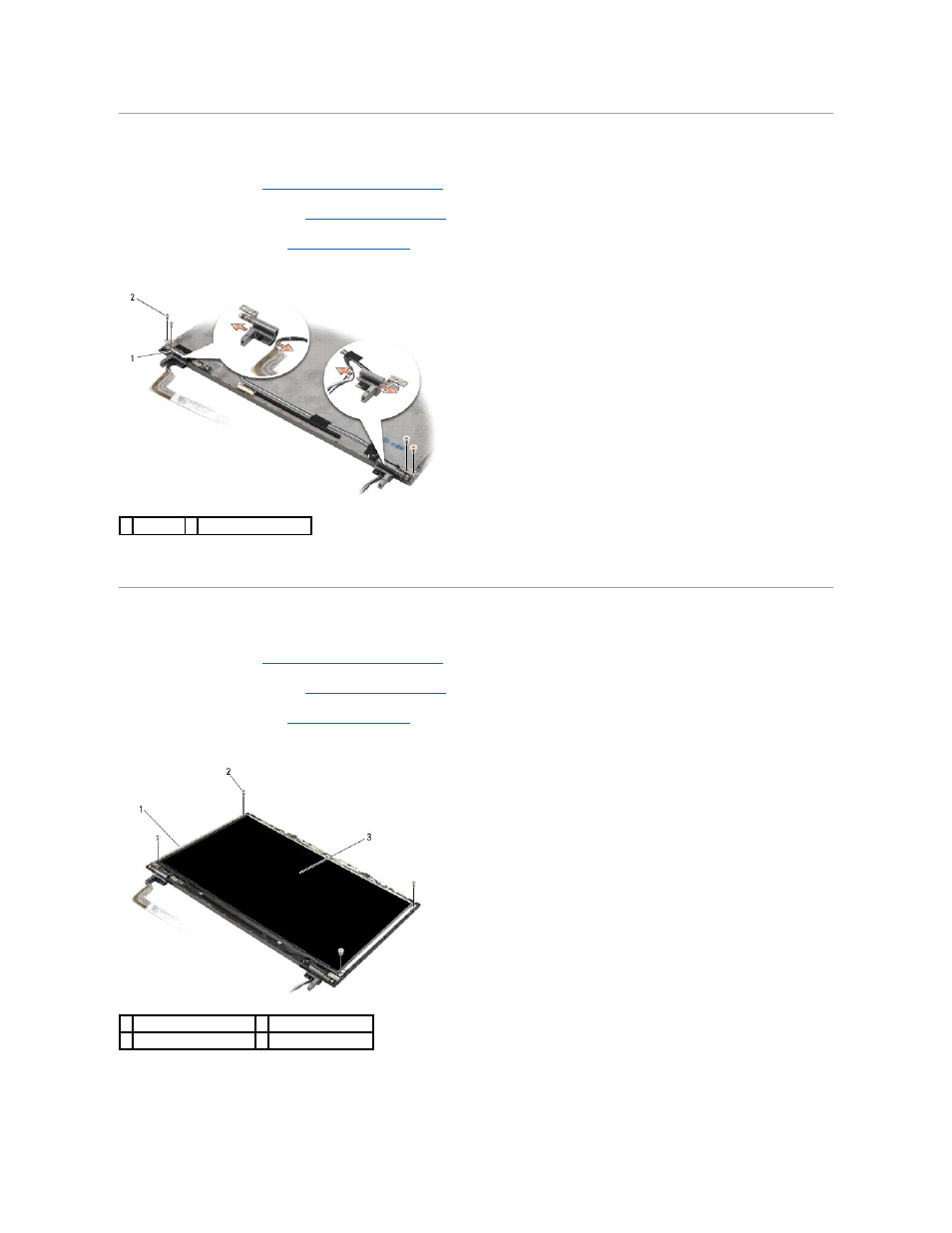 Removing the display hinges, Removing the display panel | Dell Latitude E4300 (Late 2008) User Manual | Page 20 / 80