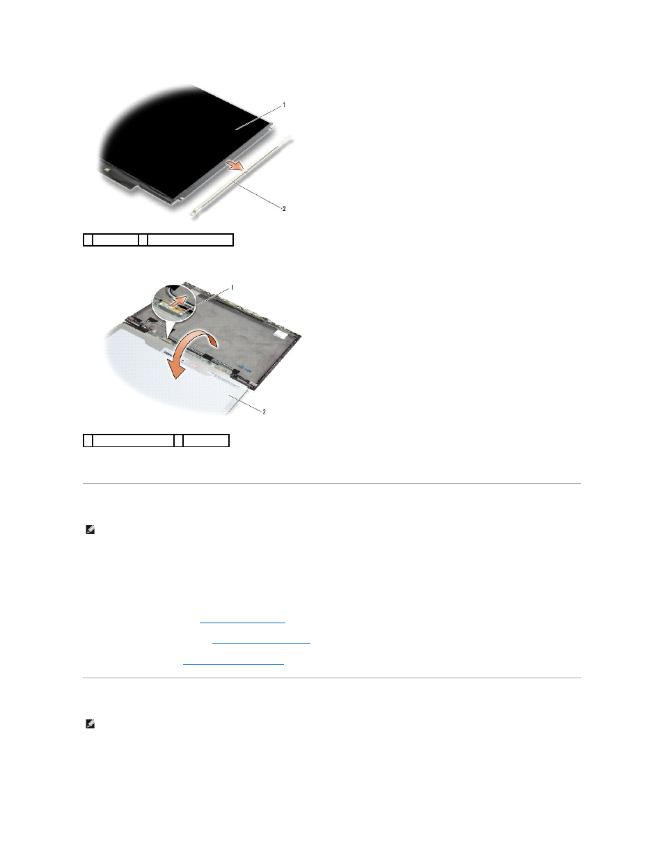 Replacing the display panel, Replacing the display hinges | Dell Latitude E4300 (Late 2008) User Manual | Page 21 / 80