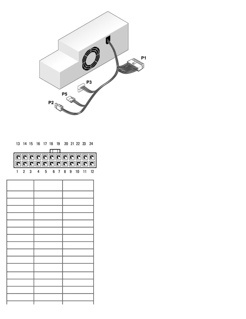 Dc power connector p1 | Dell Dimension 9200c User Manual | Page 12 / 67