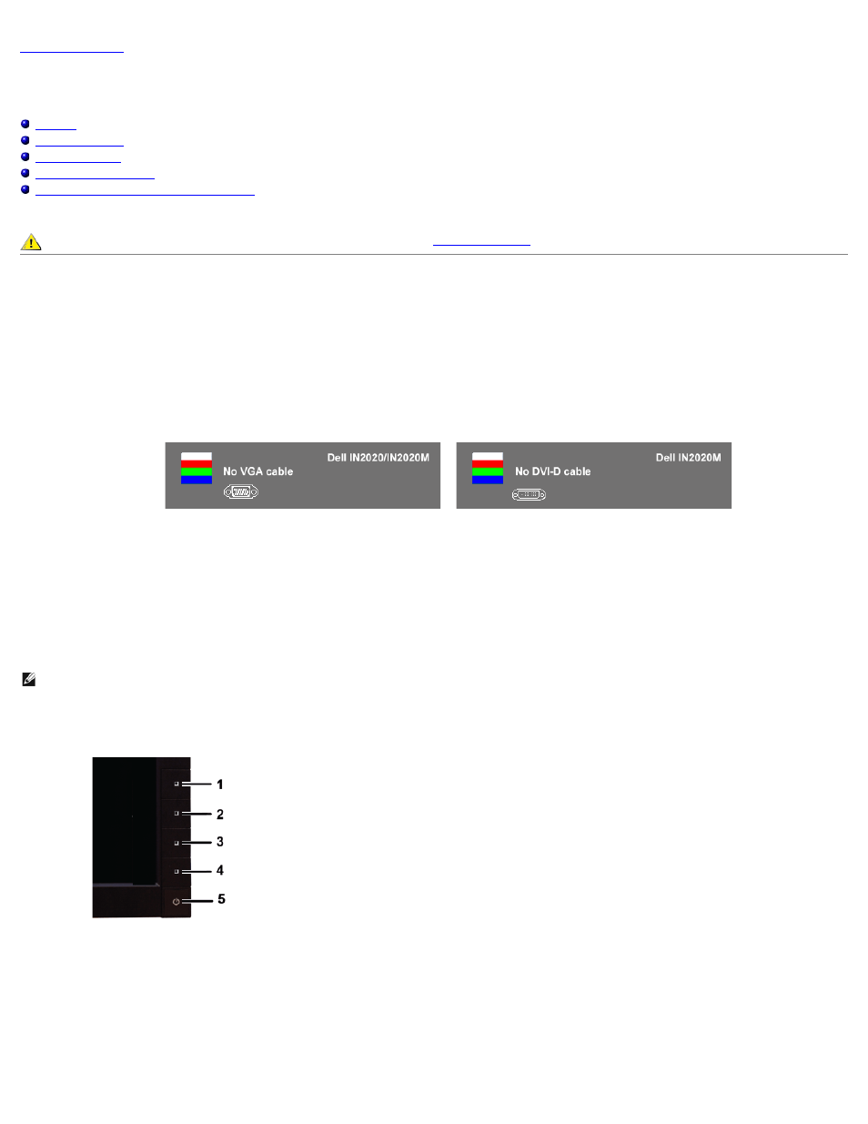 Solving problems, Self-test, Built-in diagnostics | Dell IN2020M Monitor User Manual | Page 25 / 28