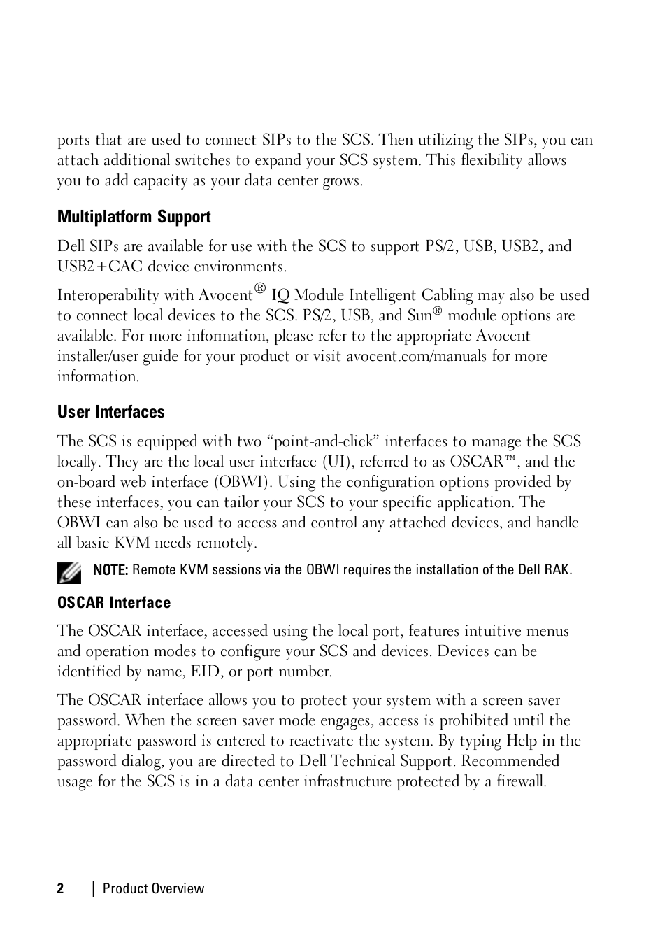 Multiplatform support, User interfaces | Dell KVM 1081AD/ KVM 2161AD User Manual | Page 10 / 140