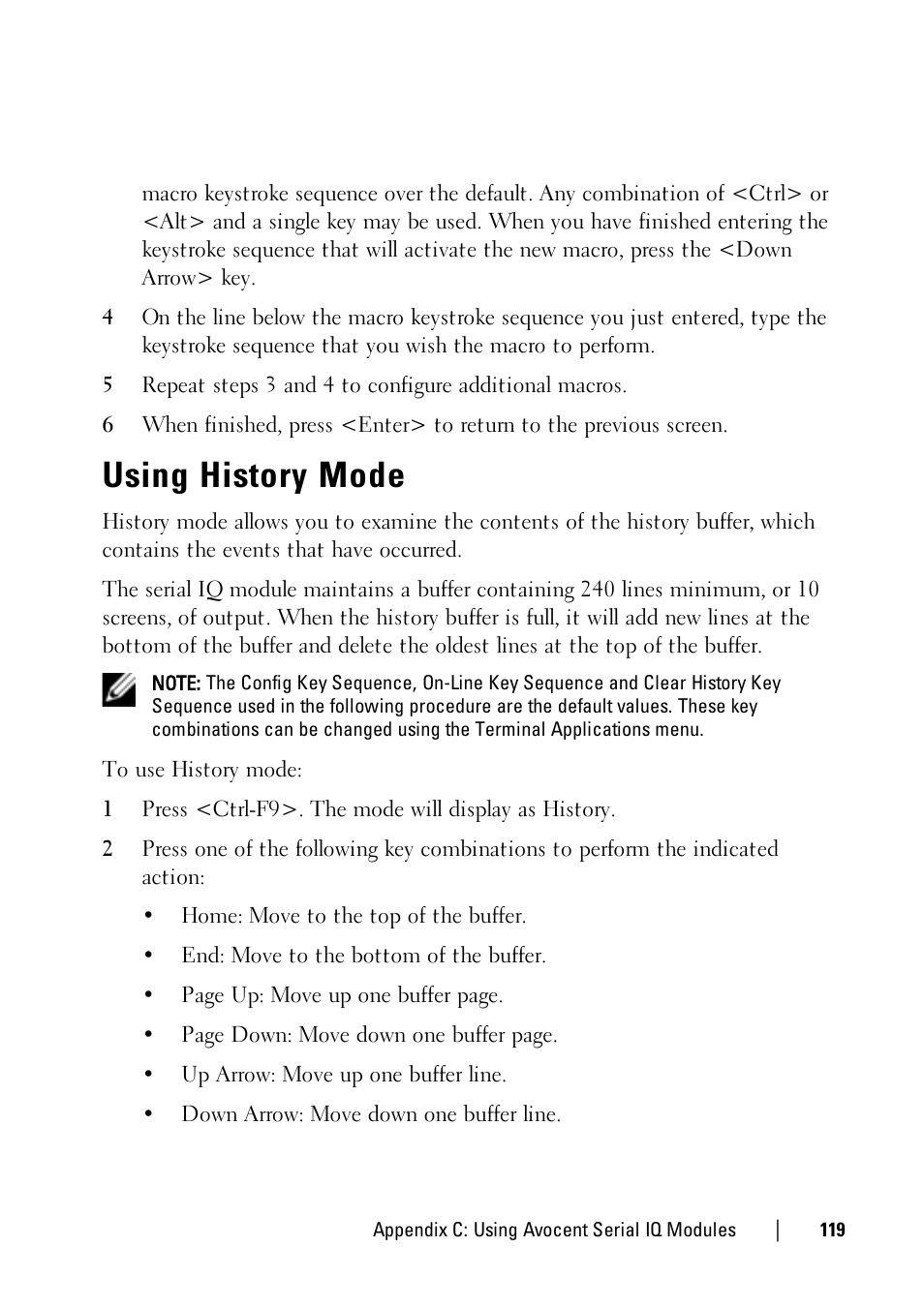 Using history mode | Dell KVM 1081AD/ KVM 2161AD User Manual | Page 127 / 140