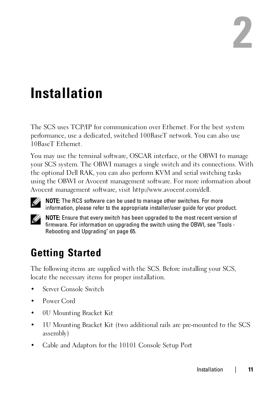 Installation, Getting started | Dell KVM 1081AD/ KVM 2161AD User Manual | Page 19 / 140