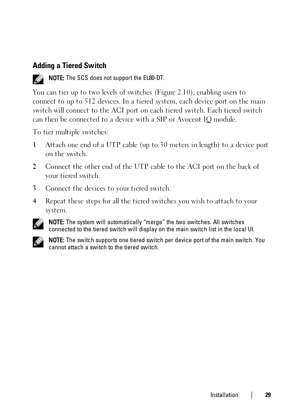 Adding a tiered switch | Dell KVM 1081AD/ KVM 2161AD User Manual | Page 37 / 140