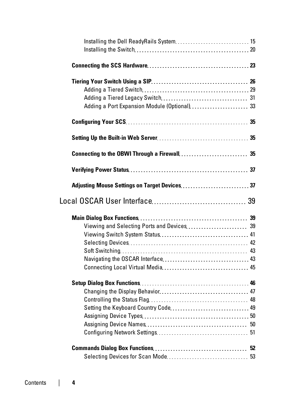 Local oscar user interface 39 | Dell KVM 1081AD/ KVM 2161AD User Manual | Page 4 / 140