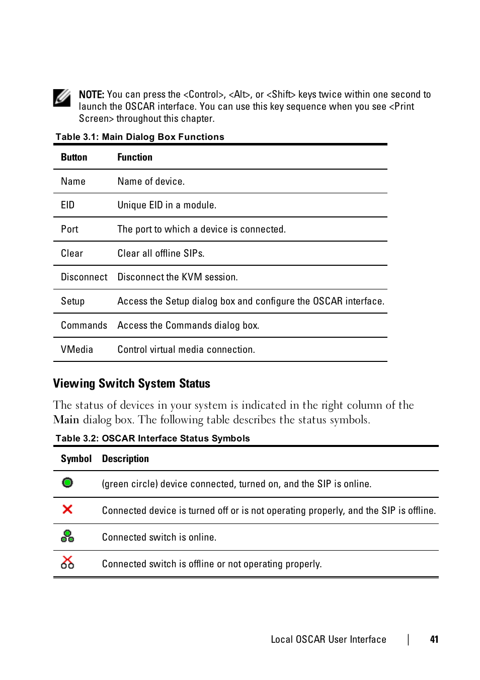 Viewing switch system status | Dell KVM 1081AD/ KVM 2161AD User Manual | Page 49 / 140