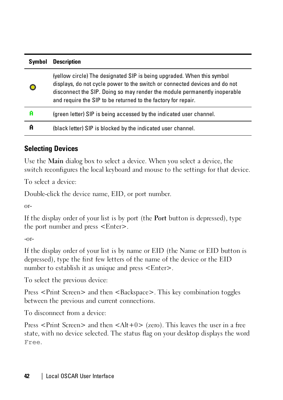Selecting devices | Dell KVM 1081AD/ KVM 2161AD User Manual | Page 50 / 140
