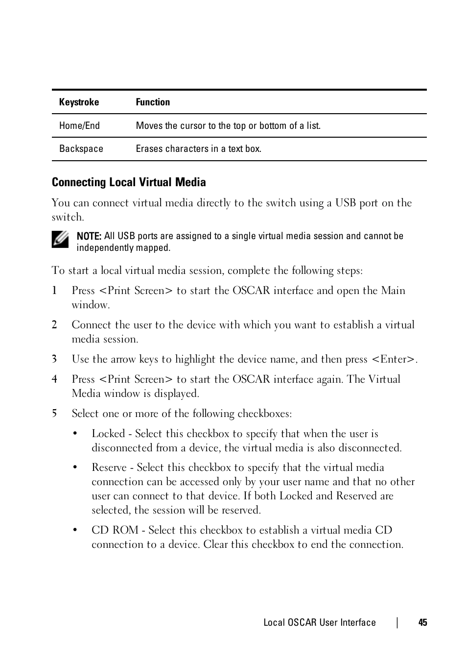 Connecting local virtual media | Dell KVM 1081AD/ KVM 2161AD User Manual | Page 53 / 140