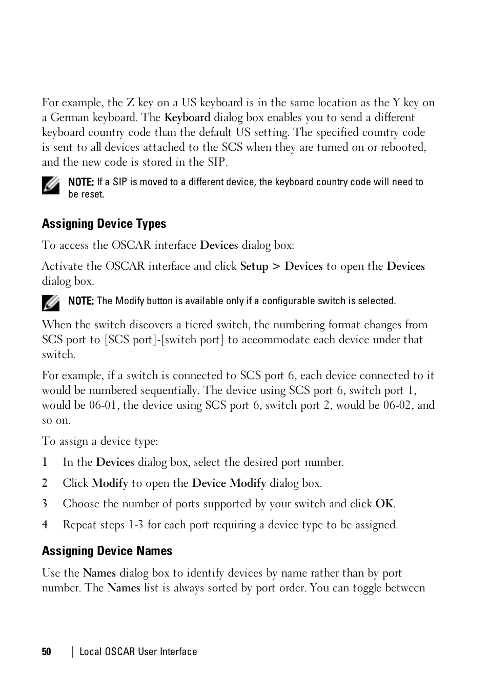 Assigning device types, Assigning device names | Dell KVM 1081AD/ KVM 2161AD User Manual | Page 58 / 140