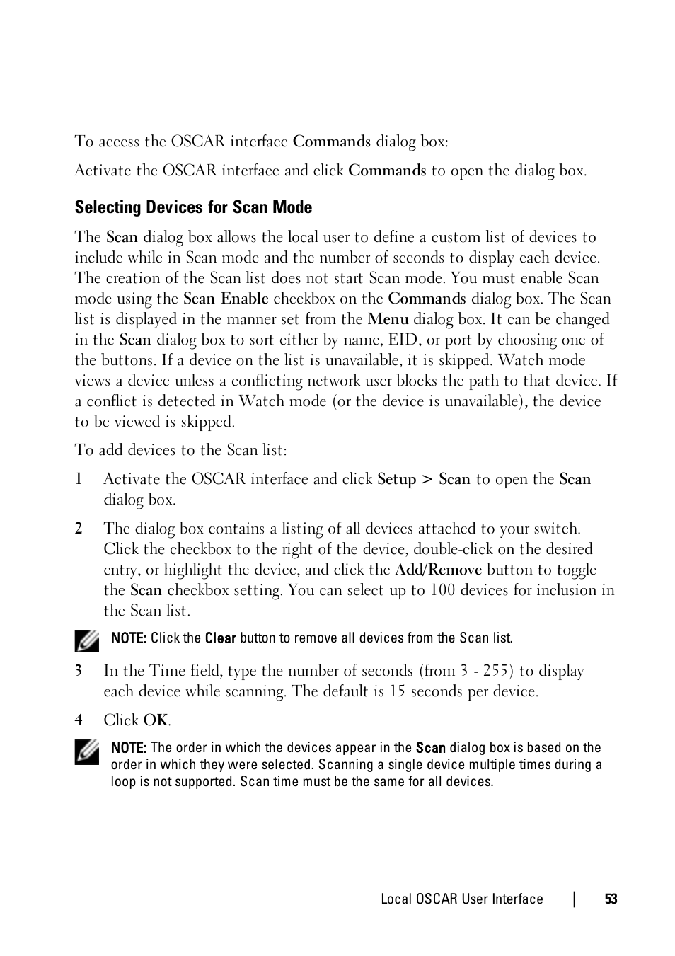 Selecting devices for scan mode | Dell KVM 1081AD/ KVM 2161AD User Manual | Page 61 / 140