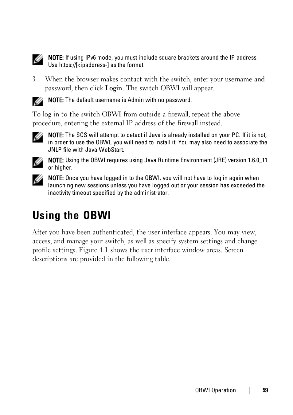 Using the obwi | Dell KVM 1081AD/ KVM 2161AD User Manual | Page 67 / 140