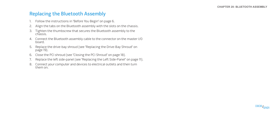 Replacing the bluetooth assembly | Dell Alienware Aurora ALX (Late 2009) User Manual | Page 101 / 117