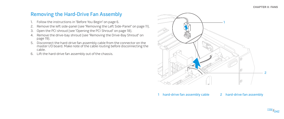Removing the hard-drive fan assembly | Dell Alienware Aurora ALX (Late 2009) User Manual | Page 42 / 117