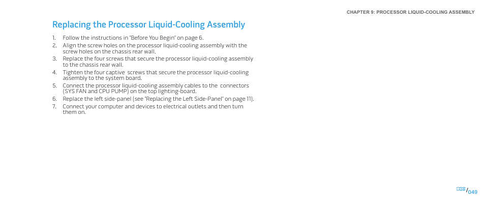 Replacing the processor liquid-cooling assembly | Dell Alienware Aurora ALX (Late 2009) User Manual | Page 49 / 117