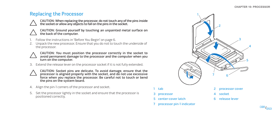 Replacing the processor | Dell Alienware Aurora ALX (Late 2009) User Manual | Page 53 / 117
