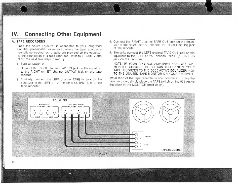 Iv. connecting other equipment | Bose Direct / Reflecting 901 Series 4 User Manual | Page 12 / 20