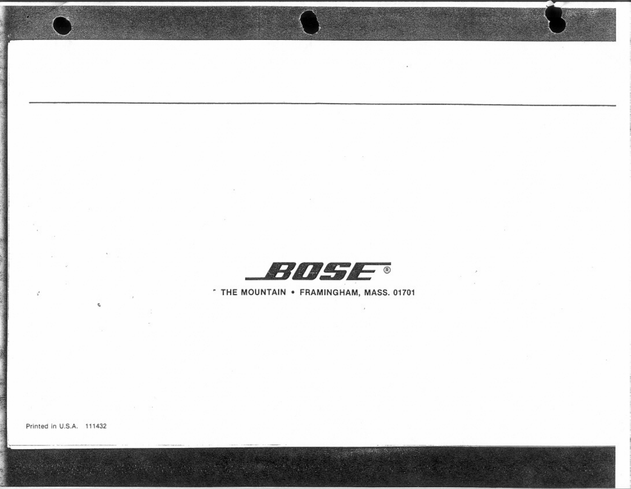Bose Direct / Reflecting 901 Series 4 User Manual | Page 20 / 20