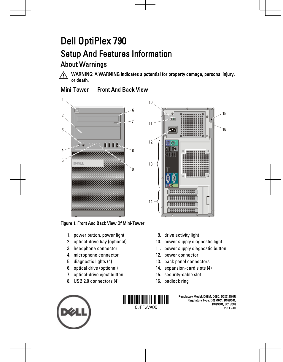 Dell OptiPlex 790 (Early 2011) User Manual | 13 pages