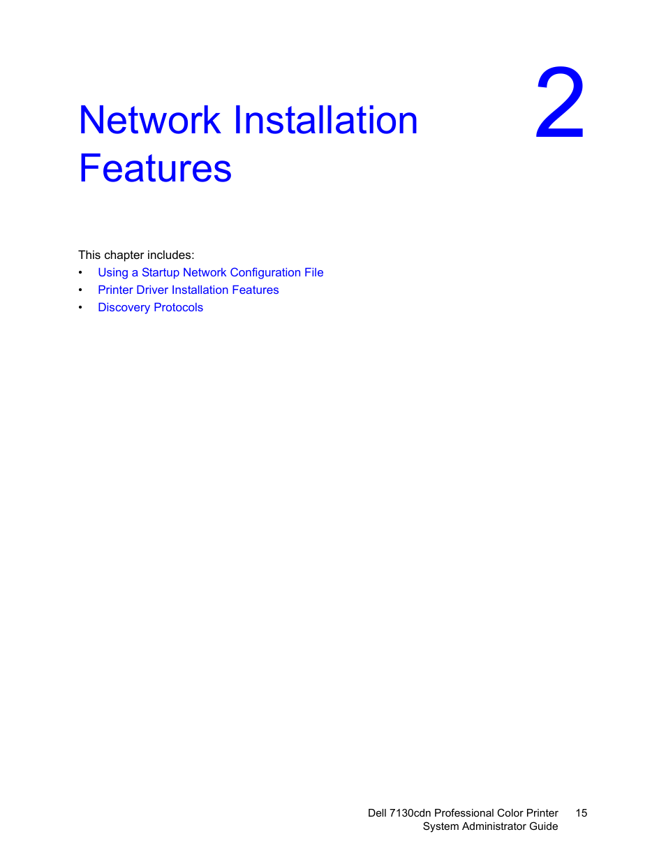 Network installation features | Dell 7130cdn Color Laser Printer User Manual | Page 15 / 116