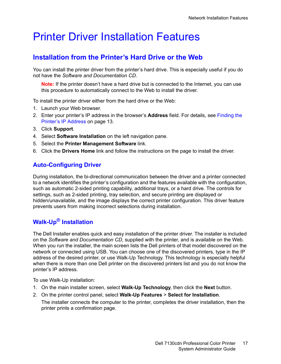 Printer driver installation features | Dell 7130cdn Color Laser Printer User Manual | Page 17 / 116