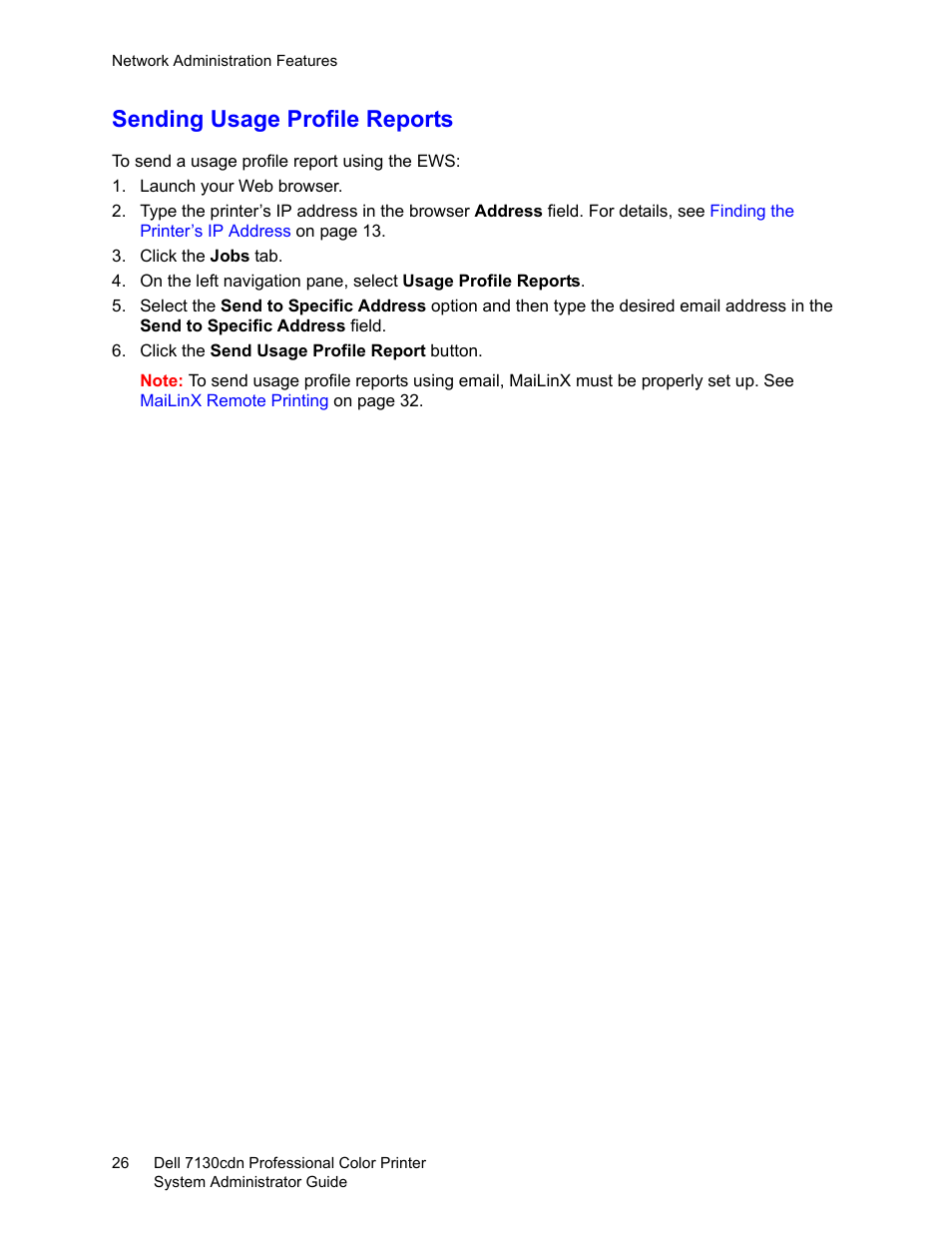 Sending usage profile reports | Dell 7130cdn Color Laser Printer User Manual | Page 26 / 116