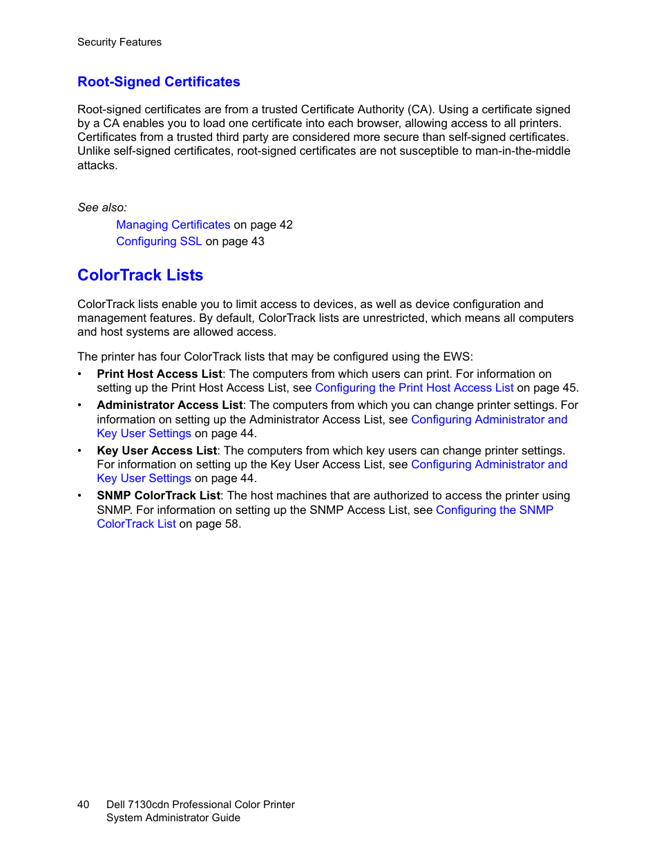 Colortrack lists | Dell 7130cdn Color Laser Printer User Manual | Page 40 / 116