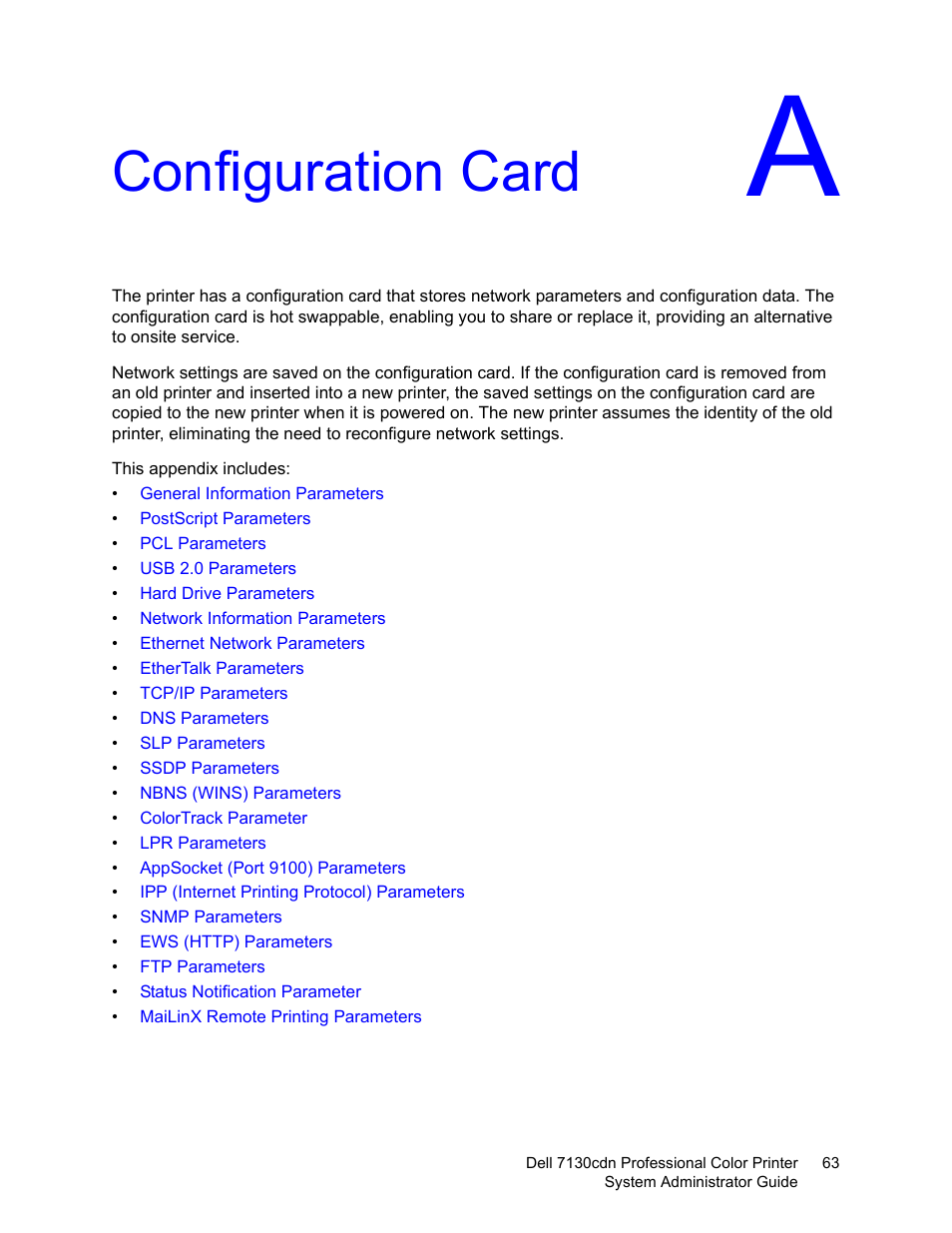Configuration card | Dell 7130cdn Color Laser Printer User Manual | Page 63 / 116