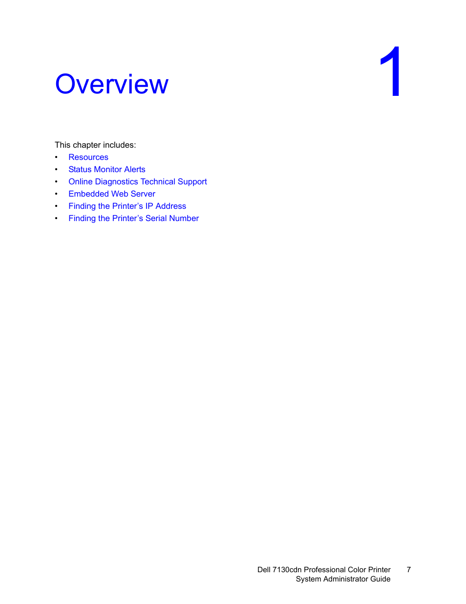 Overview | Dell 7130cdn Color Laser Printer User Manual | Page 7 / 116