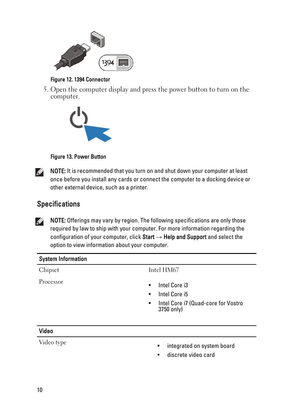 Specifications | Dell Vostro 3450 (Early 2011) User Manual | Page 10 / 16