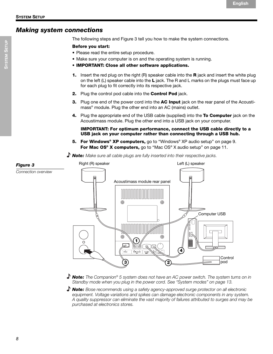 Making system connections | Bose Companion 5 User Manual | Page 10 / 56