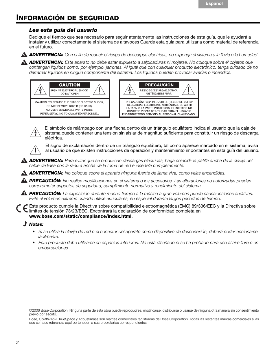 Nformación de seguridad | Bose Companion 5 User Manual | Page 20 / 56