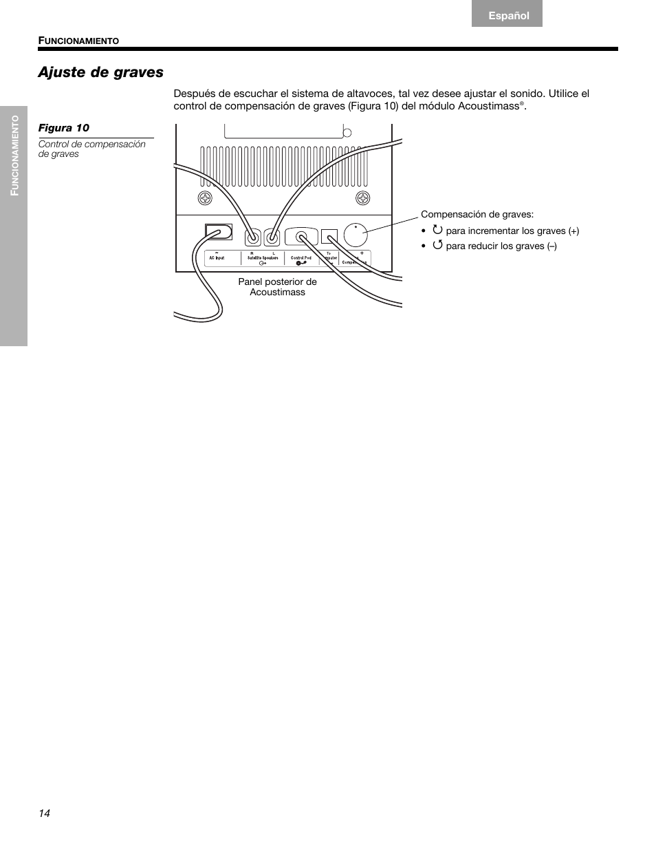 Ajuste de graves | Bose Companion 5 User Manual | Page 34 / 56