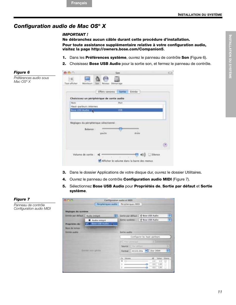 Configuration audio de mac os | Bose Companion 5 User Manual | Page 49 / 56