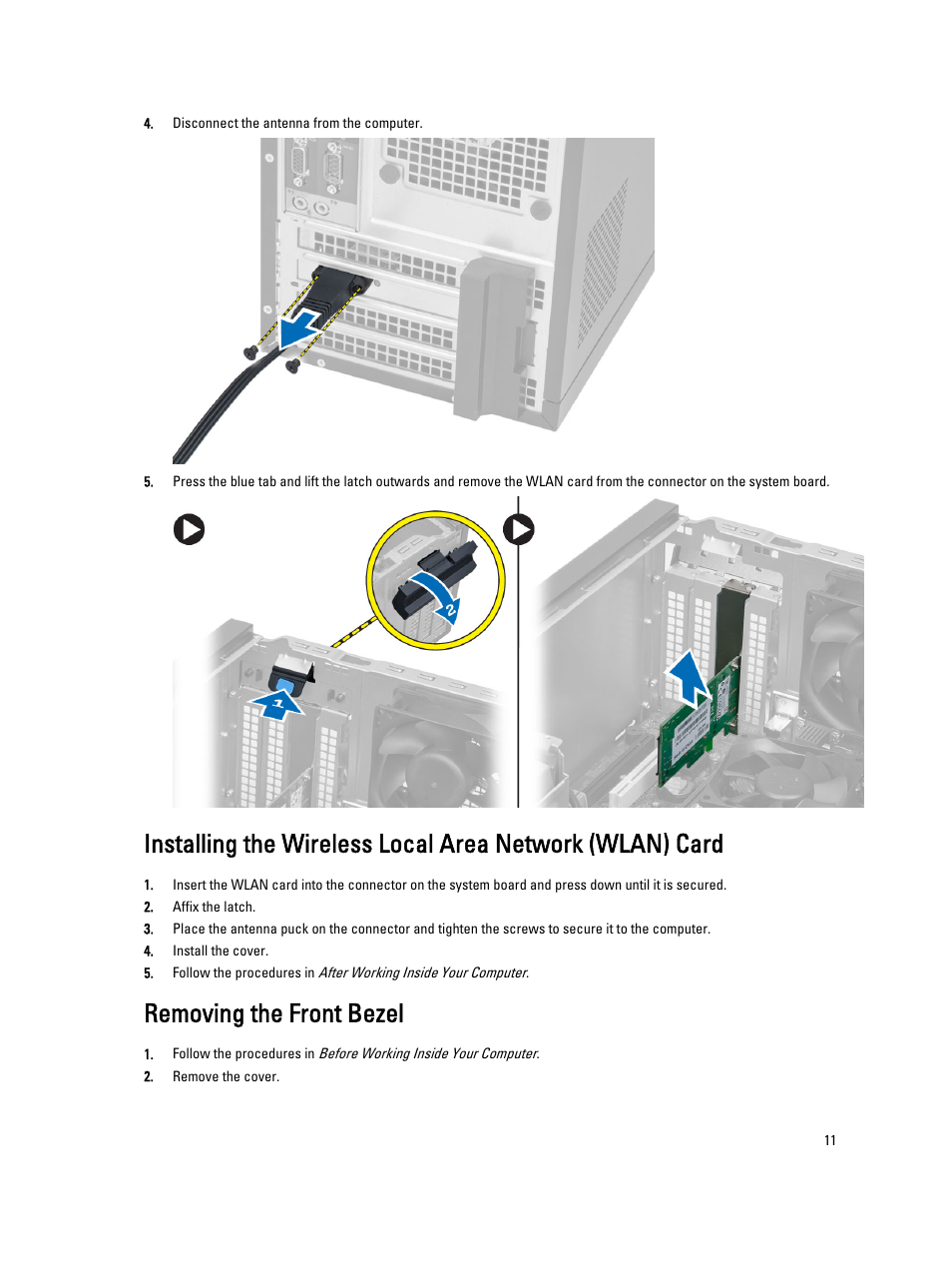 Removing the front bezel | Dell OptiPlex XE2 (Mid 2013) User Manual | Page 11 / 61
