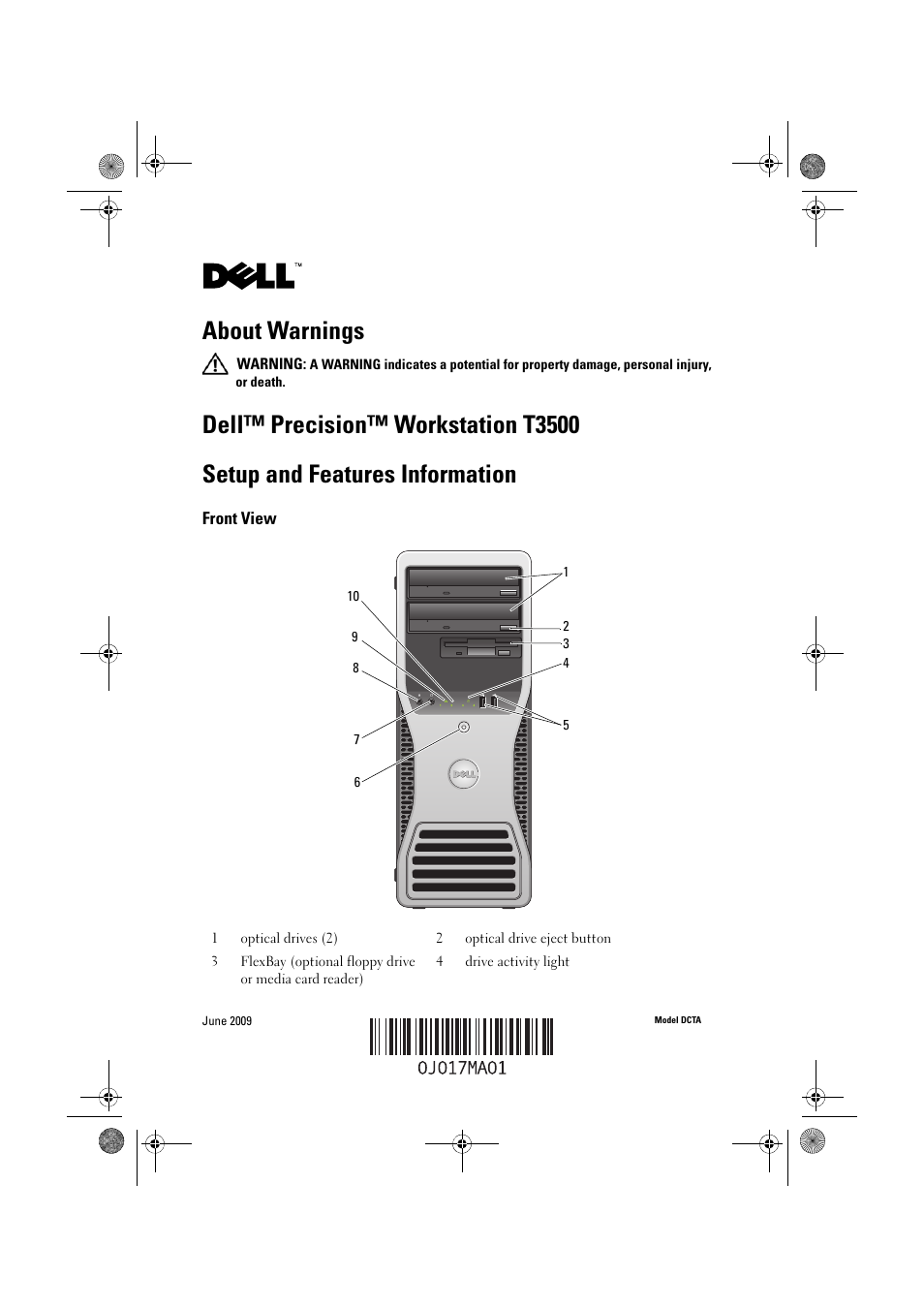 Dell Precision T3500 (Early 2009) User Manual | 8 pages