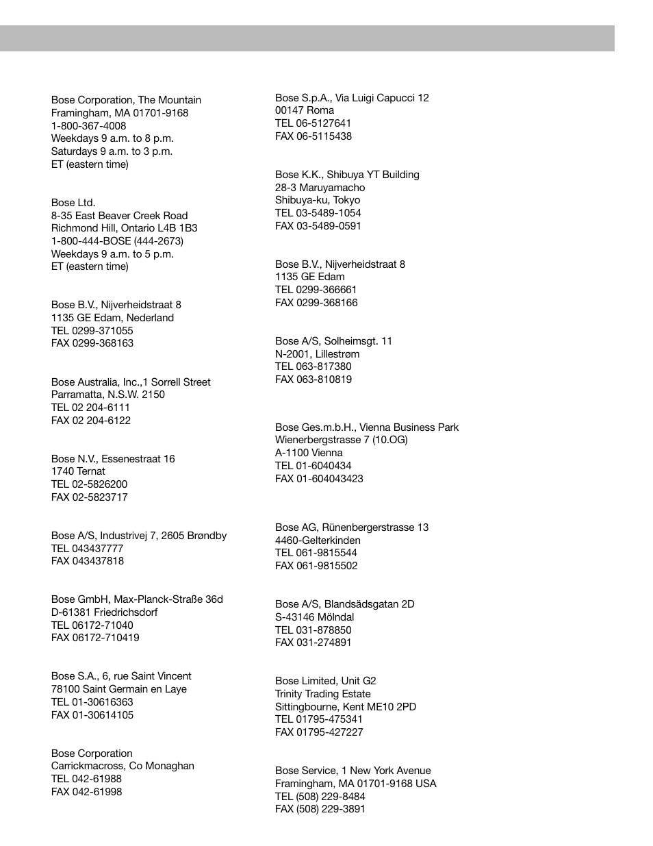 Österreich, Schweiz | Bose Acoustimass - 10 User Manual | Page 17 / 18