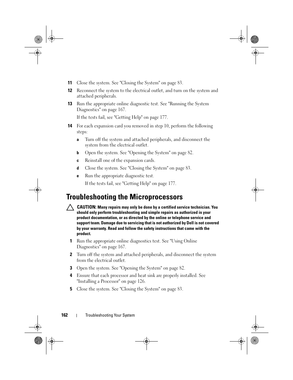 Troubleshooting the microprocessors, See "troubleshooting the | Dell PowerVault NX300 User Manual | Page 162 / 192